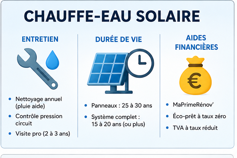 Entretien, durée de vie et budget global du chauffe-eau solaire