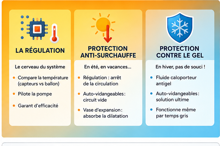 Régulation et sécurité du chauffe-eau solaire