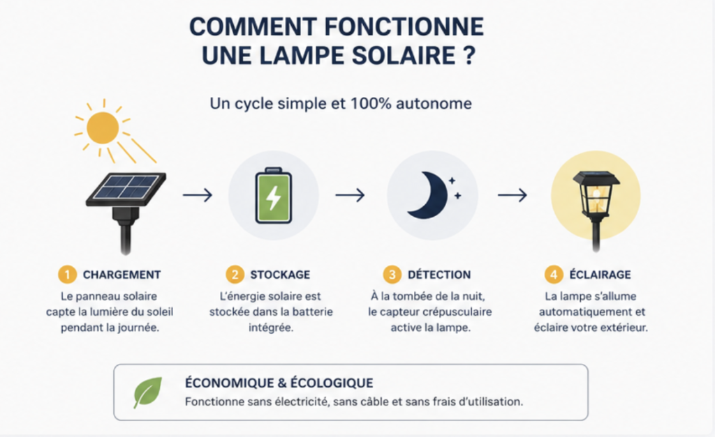 Comment fonctionne un luminaire solaire extérieur